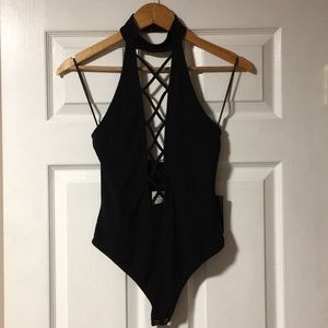 Express One Eleven Criss Cross Thong Bodysuit
